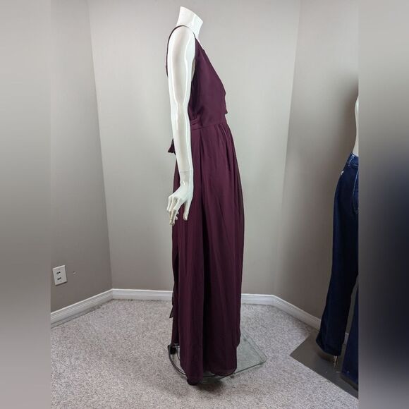 Bill Levkoff Plum Wrap Maxi Dress Size 4 Purple Bridesmaid Wedding Guest Formal - Picture 8 of 12